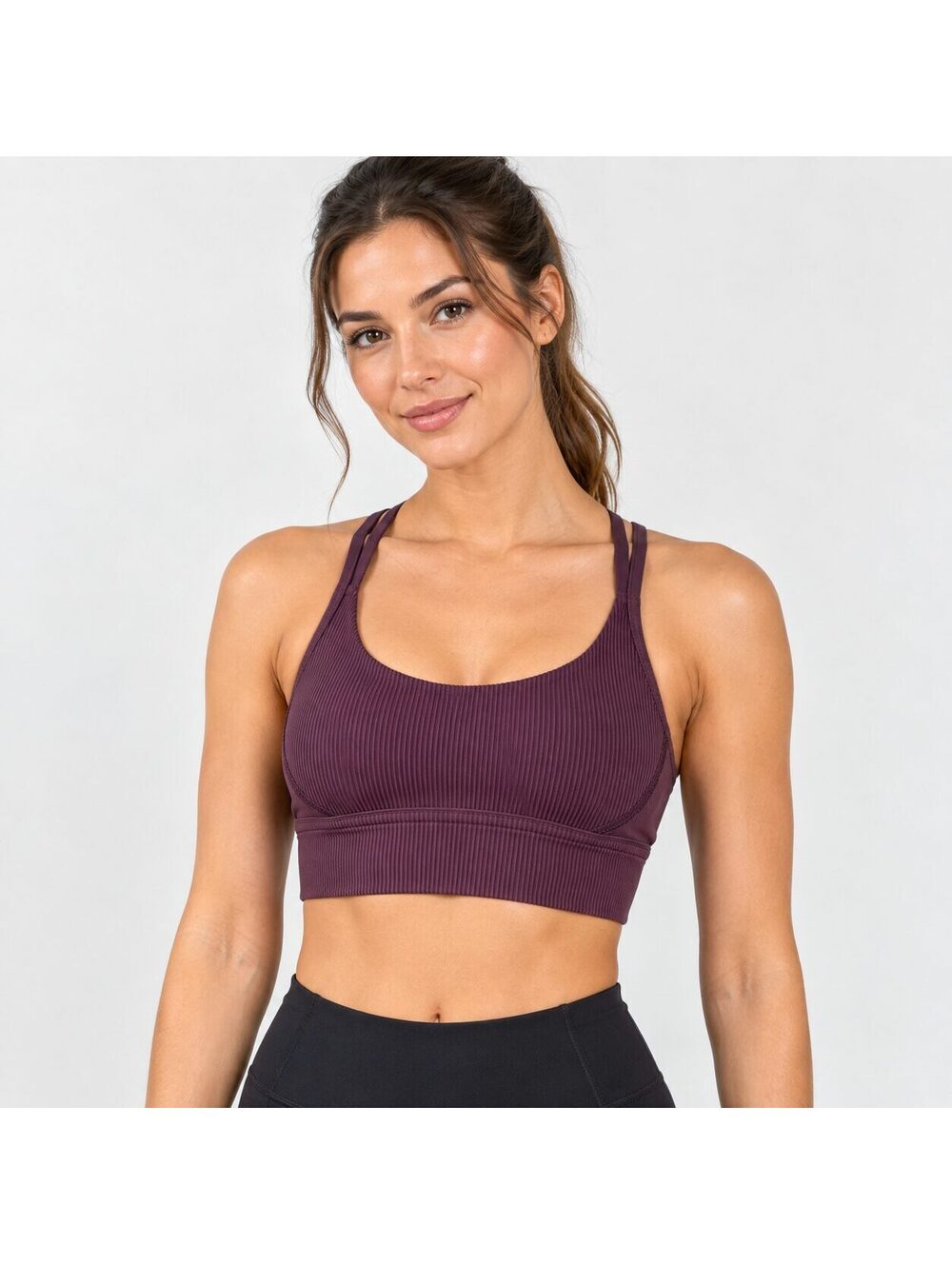 Lululemon Ribbed Cross Back Longline Sports Bra Plum Purple Size 6